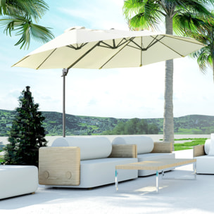 Sombrilla Doble Parasol Grande Inclinable para Jardín con Manivela Abrir y Cerrar Fácilmente 12 Varillas de Metal Ofrece Una Alta Estabilidad Beige y Negro 270x445x260 cm