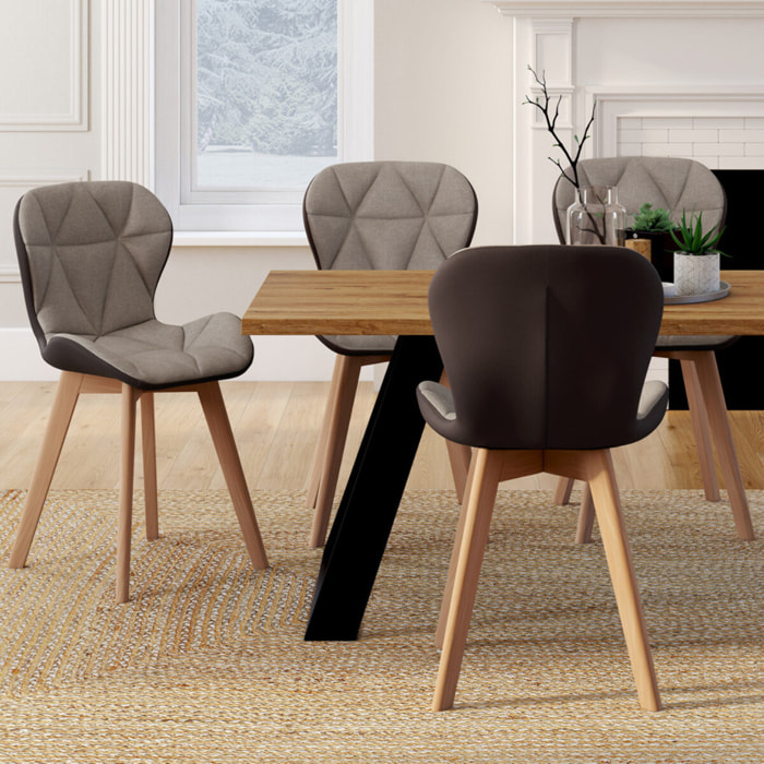Chaises Gladys en tissu et pieds bois