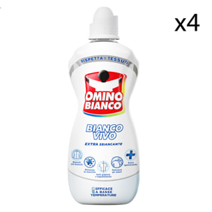 4x Omino Bianco Additivo Bianco Vivo Extra Sbiancante 5in1 per Lavatrice e Bucato a Mano - 4 Flaconi da 900ml