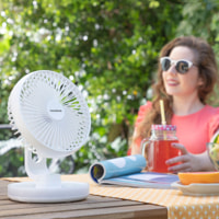 Ventilatore da scrivania ricaricabile con LED FanLed - 4000 mAh - bianco - Ø6,6'' - 17 x 23 x 17 cm