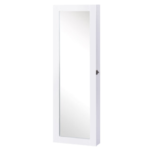 Espejo Joyero de Pared o de Pie Armario para Joyas Guardajoyas MDF Blanco