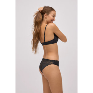 Mini mutandine di cotone con pizzo nero