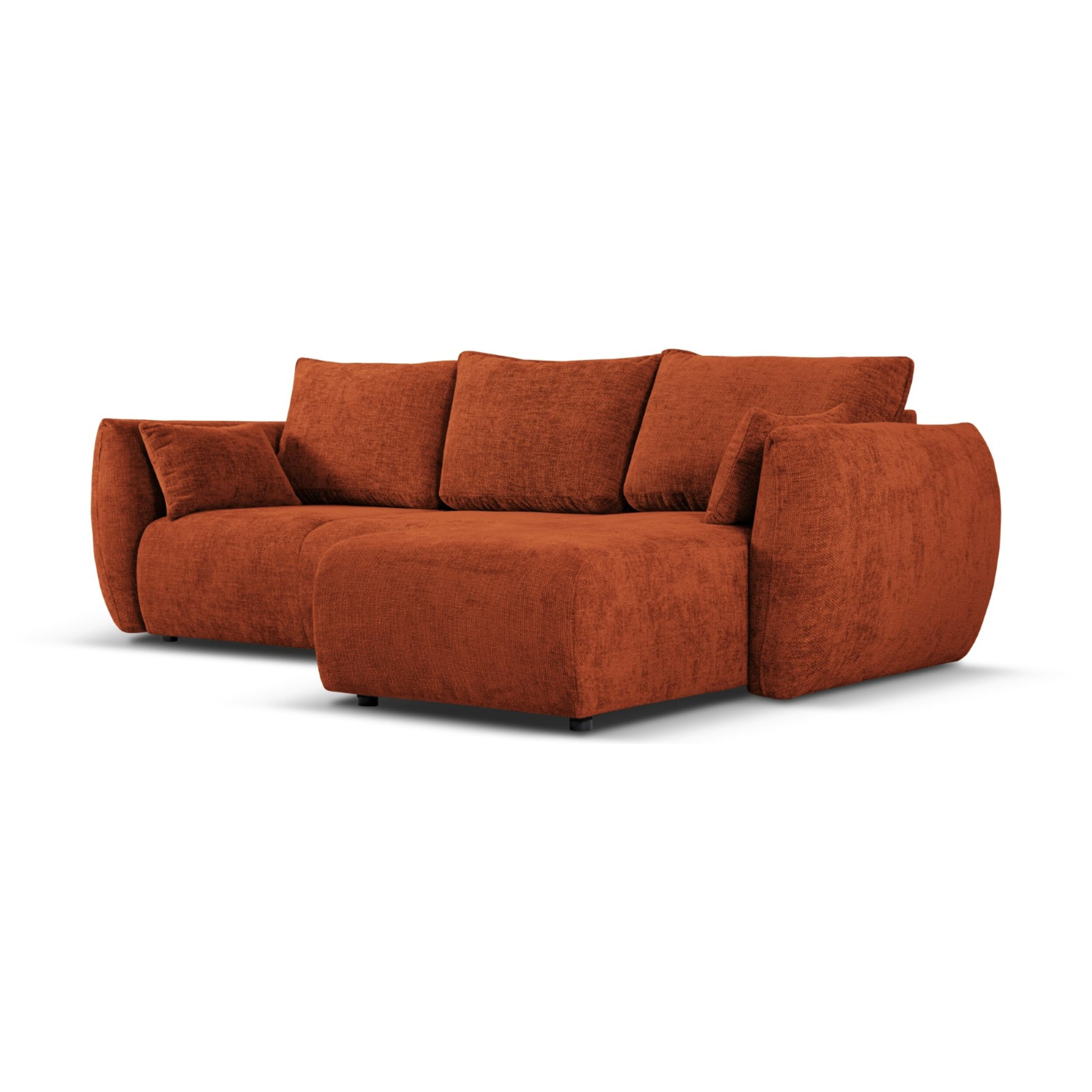 Canapé d'angle droit convertible avec coffre de rangement "Matera" 4 places en chenille terracotta