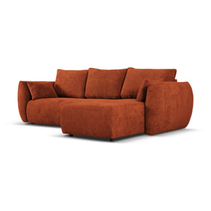 Canapé d'angle droit convertible avec coffre de rangement "Matera" 4 places en chenille terracotta