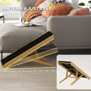 Rampa para Perros Plegable Rampa para Mascotas de Madera con Altura Ajustable en 4 Niveles para Perros Pequeños y Medianos 83,5x35x47,5 cm Natural