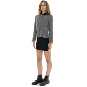 Giacca da donna in neoprene con zip assimetrica Leone 1947 Gold Studs