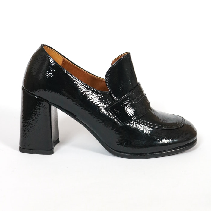 MOCASSINO TACCO ROTONDO CHOCOLA' NERO