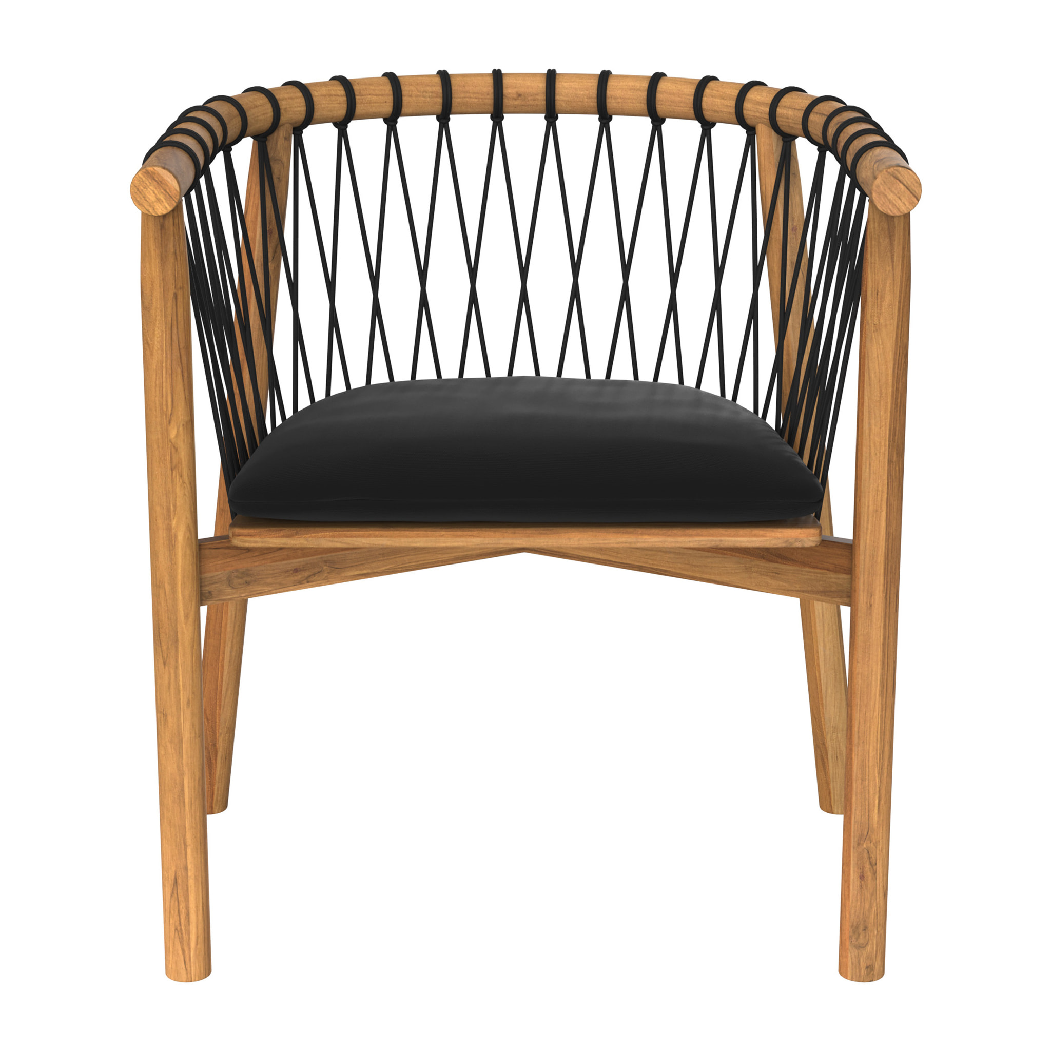 Chaise de jardin en bois de teck et tissu noir - Yago