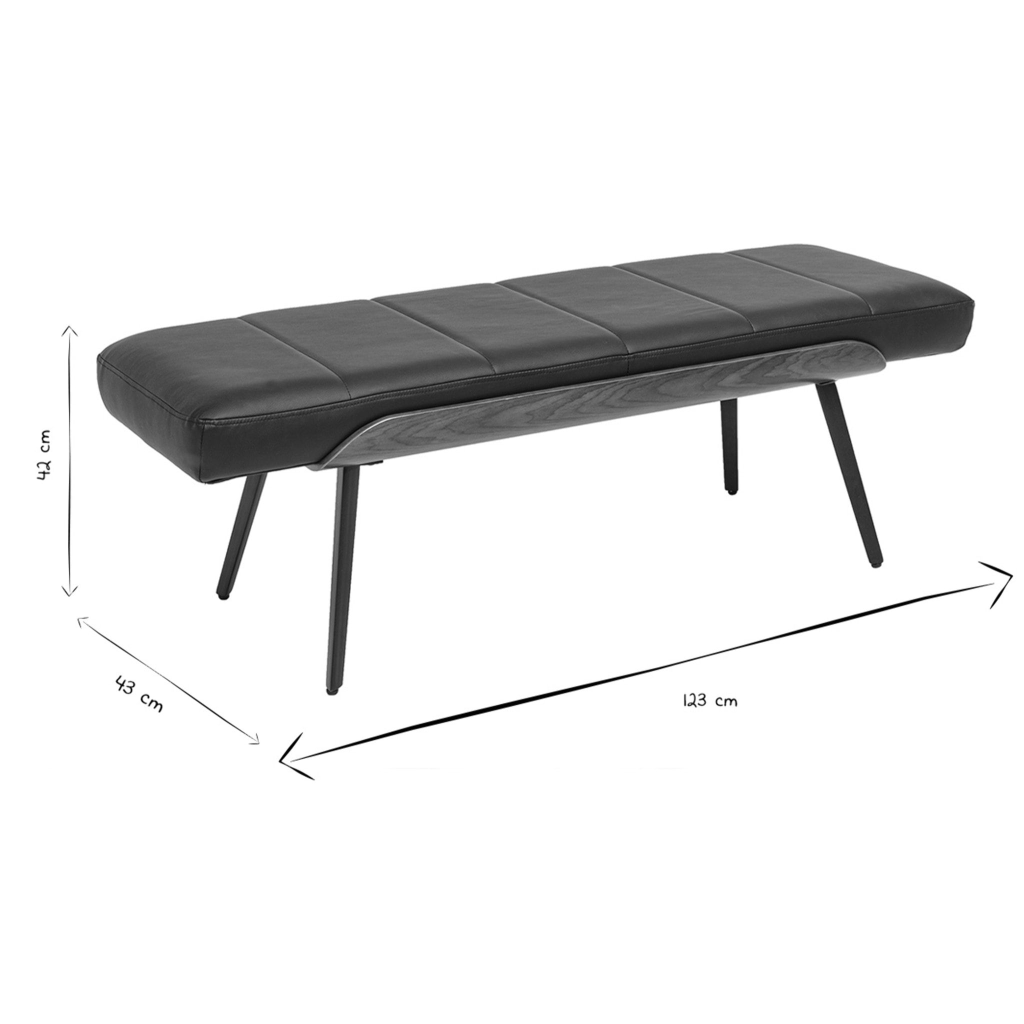 Banc noir, bois foncé et métal noir L123 cm ELIOR