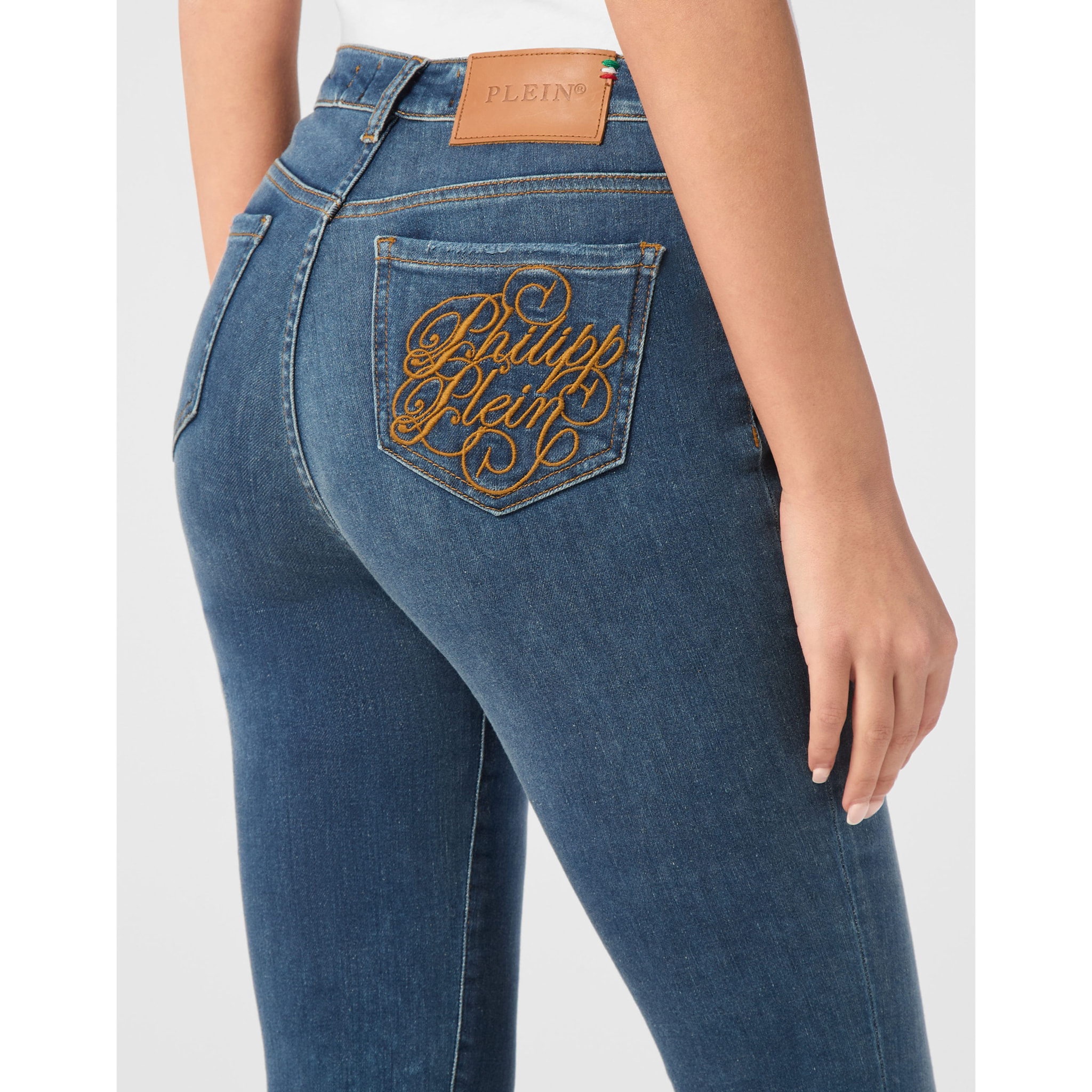PHILIPP PLEIN Jeggings de cintura alta LOGO