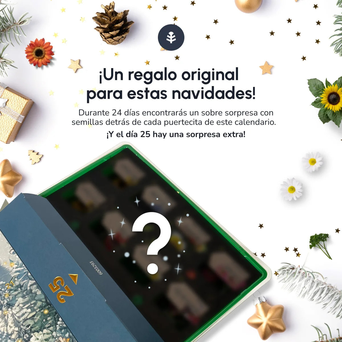 Calendario de Adviento Navideño con semillas y mini invernadero Planeta Huerto
