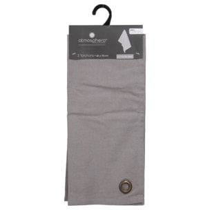 Lot de 2 torchons imprimés - coton - gris clair - 45x70 cm