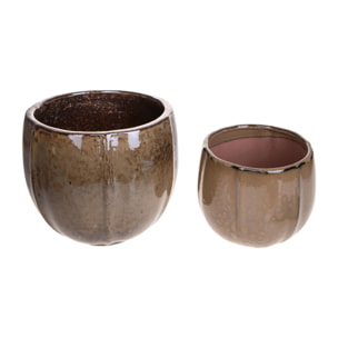 Set 2 vaso rotondo - Colore Crema - 27,5xH24x27,5cm - Bianchi Dino