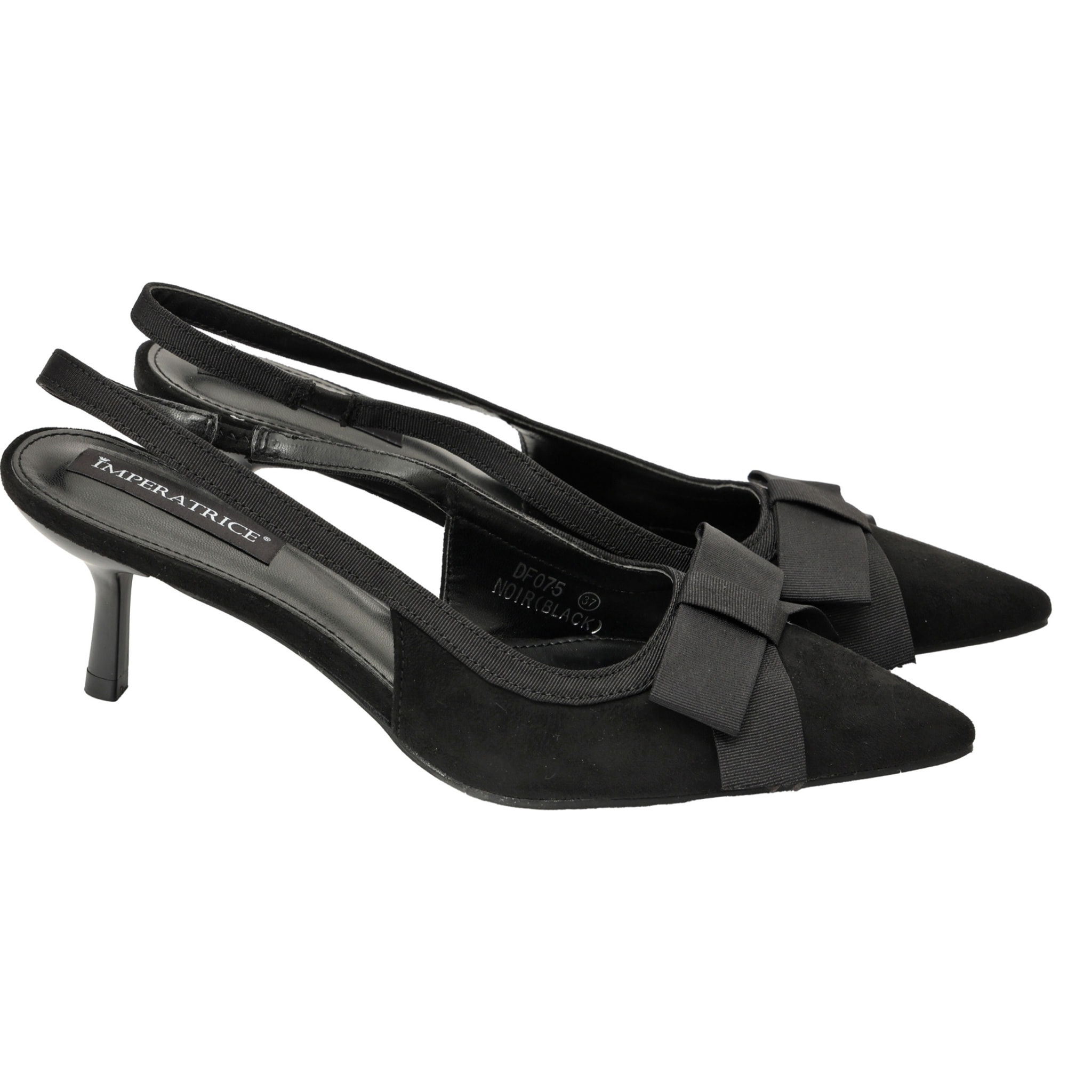 Decolletè in simil-pelle scamosciata con fiocco gross-grain