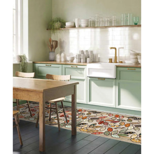 Passatoia tappeto cucina bagno ingresso multiuso, disegno foglie stile naturale