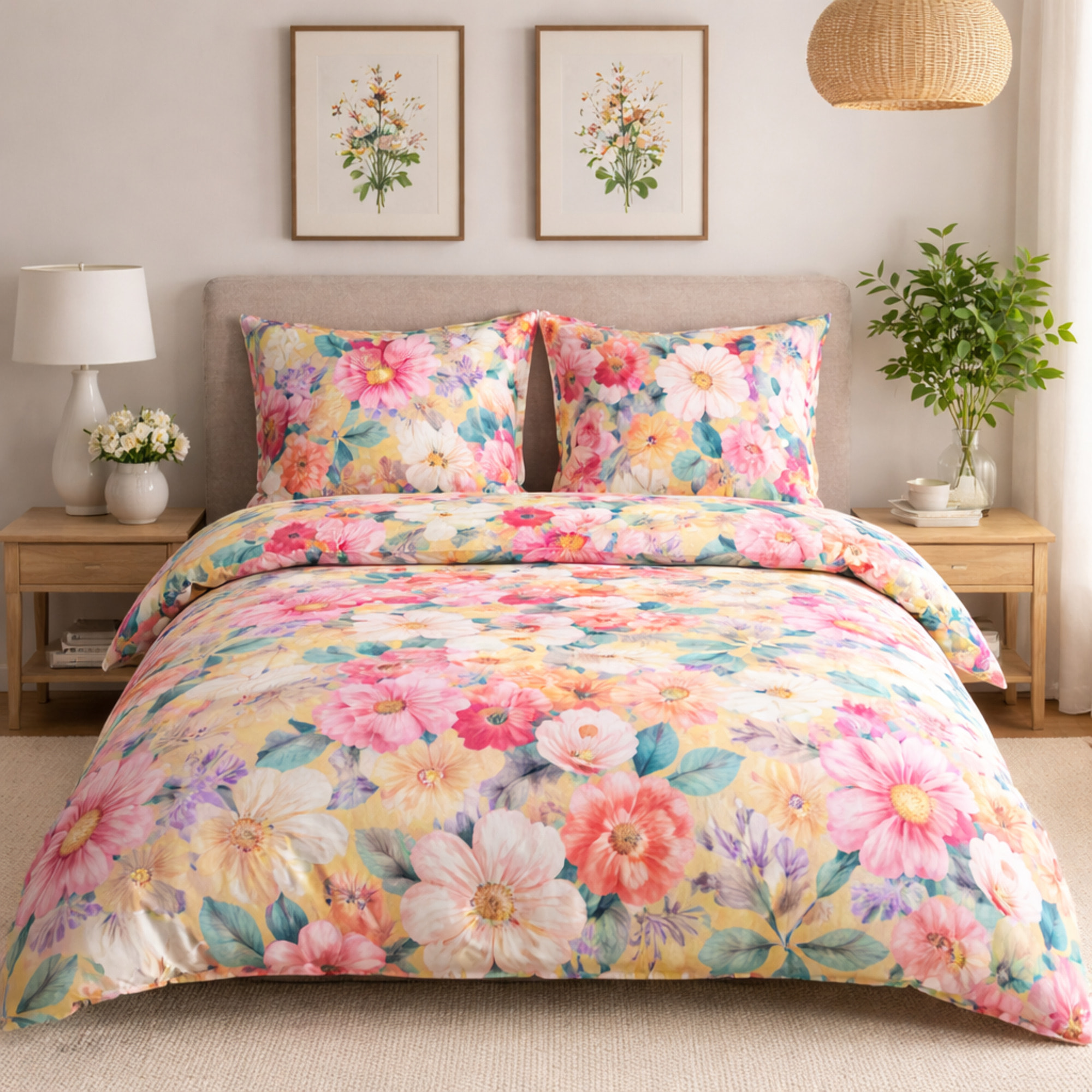 UNO CASA DESIGN Parure Copripiumino Dec.Vico_Matrimoniale_Giallo