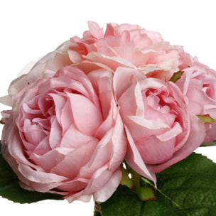 Bouquet de 9 roses artificielles rose H30cm