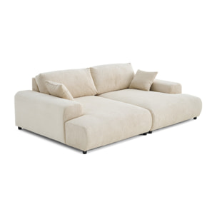 Garance - canapé droit 4 places double méridienne - assise profonde - en velours côtelé - Beige