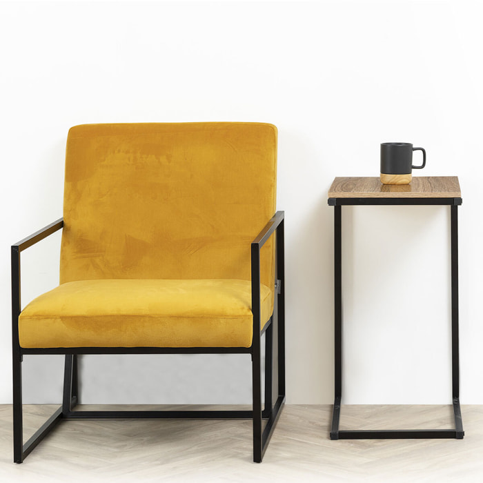 Bout de canapé "Aliaj" effet bois foncé