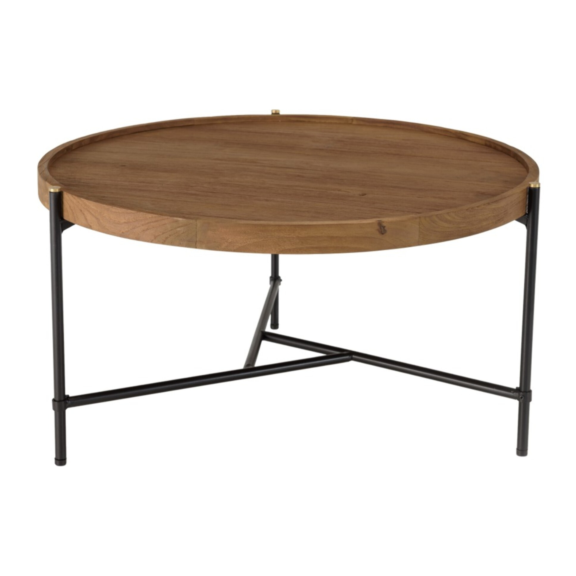 SIXTINE - Table basse ronde 78x78cm plateau en bois de teck recyclé
