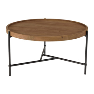 SIXTINE - Table basse ronde 78x78cm plateau en bois de teck recyclé