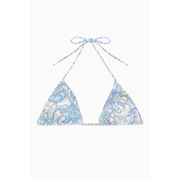 Top de bikini triangular de cortina con estampado