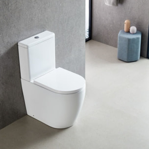 Fusion WC à poser complet sans bride en céramique avec abattant SoftClose, rinçage Vortex, blanc (SATFUS031RTORVP)