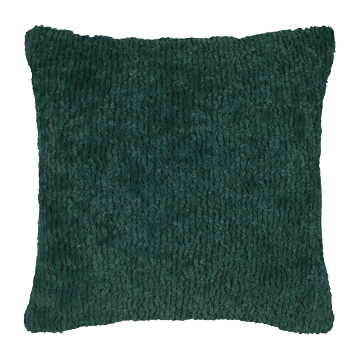 Coussin carré fausse fourrure avec recto velours - Vert emeraude