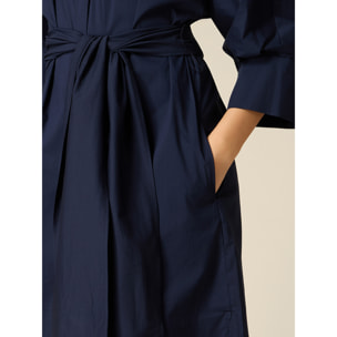 Oltre - Vestido de popelín con fajín - Azul