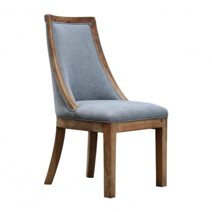 Chaise en tissu gris avec structure en bois de pin recyclé - ORIGIN