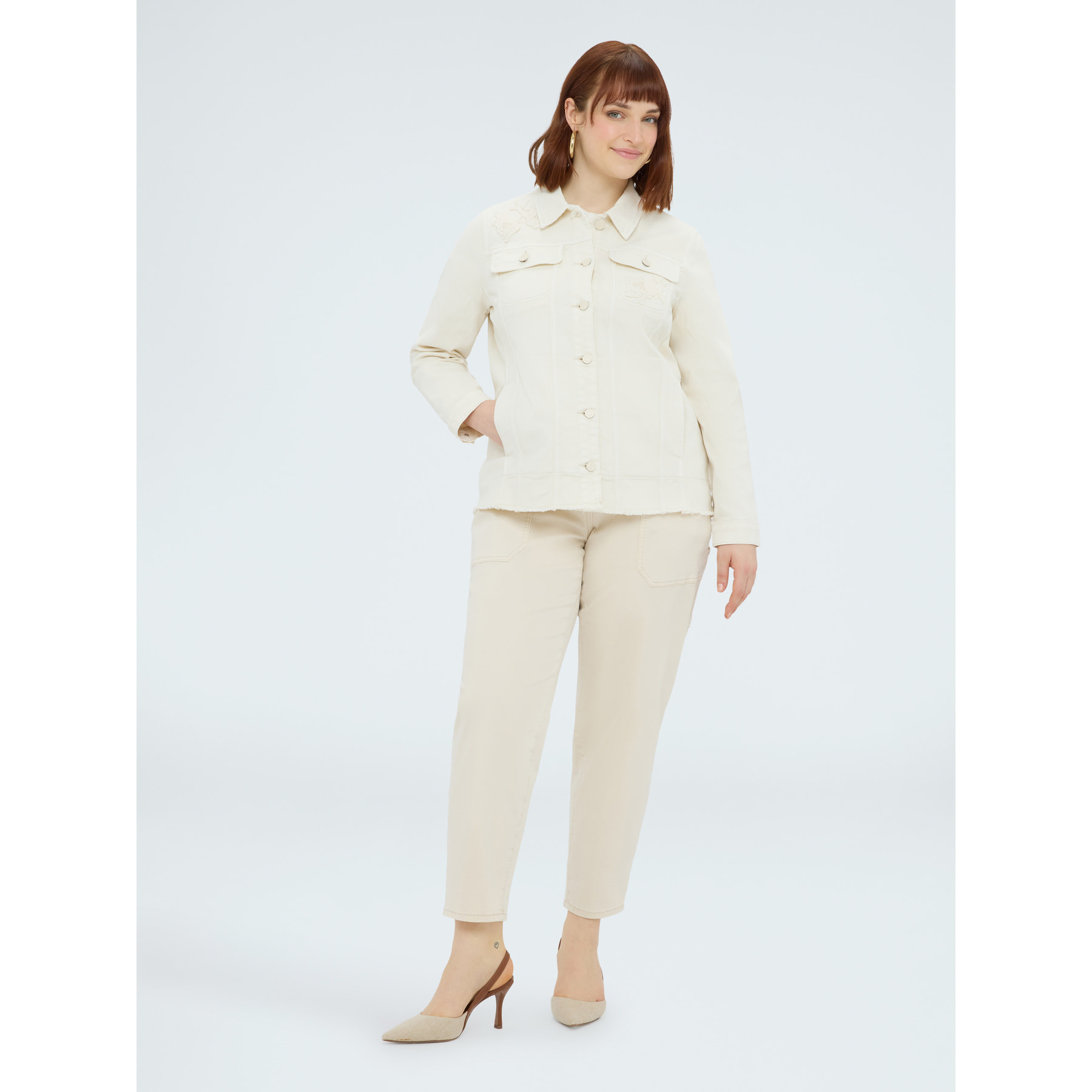 Fiorella Rubino - Camicia shacket con ricami floreali - Beige