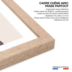 Affiche enfant biche enneigée  Affiche + cadre en bois - Chêne