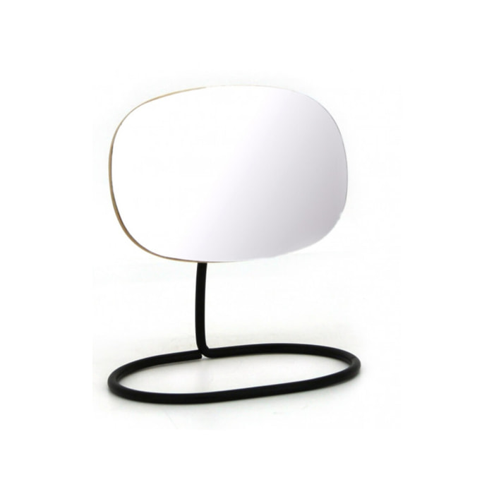 Lot de 2 petits miroirs sur pied inclinables/détachables en bois et métal - ZOOM