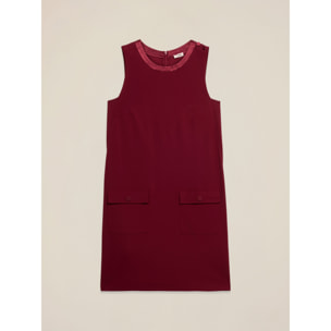 Oltre - Vestido tubo fluido con bolsillos y botones - Rojo