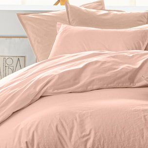 Housse de couette 100% percale coton lavé 80fils rose