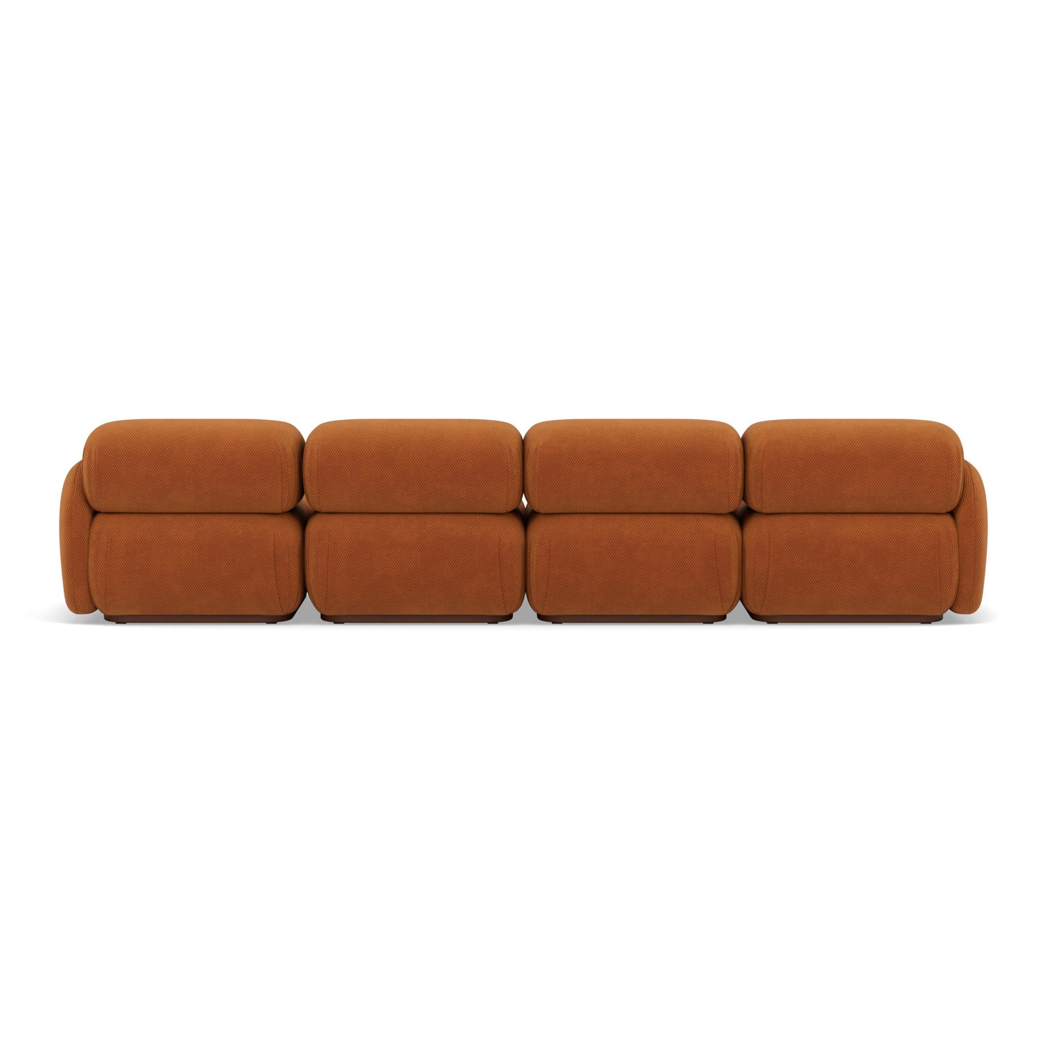 Penelope - canapé droit modulable 4 places en velours texturé - Terracotta