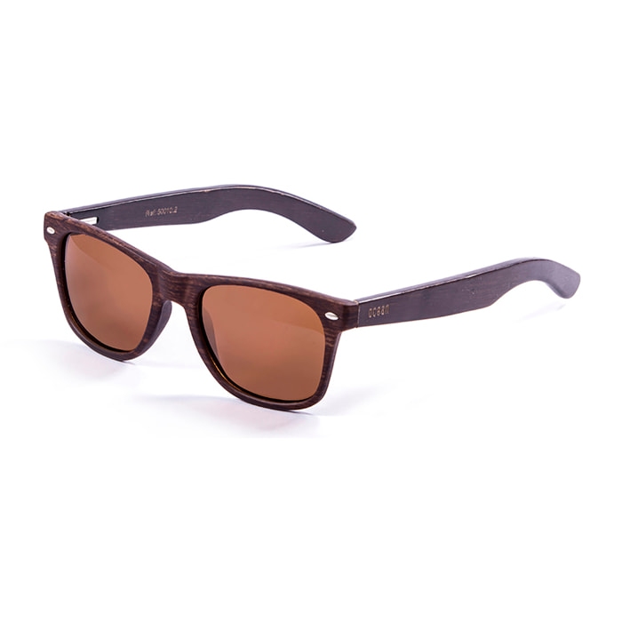 Gafas de sol OCEAN BEACH WOOD - Patilla marrón bambú con montura marrón oscuro y / Marrón