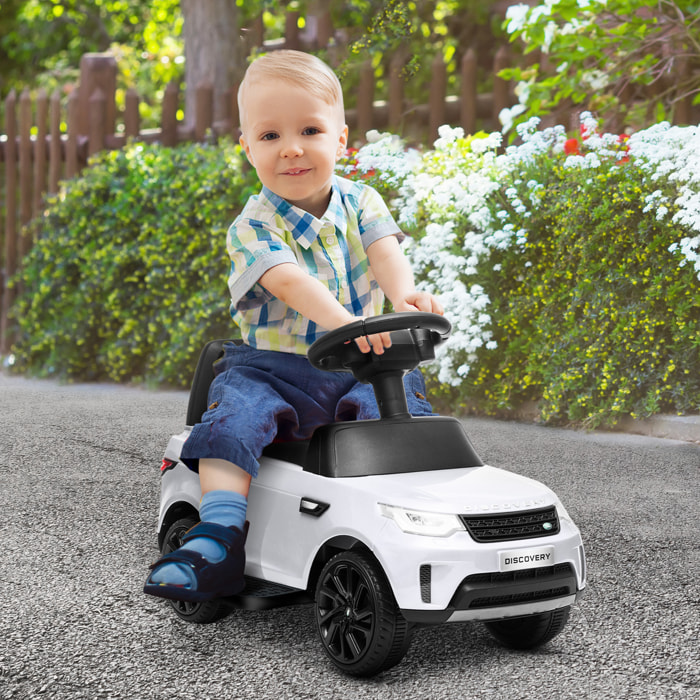 Voiture électrique enfant porteur 2 en 1 - licence Land Rover Discovery - effets lumineux sonores - blanc