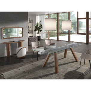 Espejo pared rectangular con marco de madera chapada en nogal natural 120x60x4cm