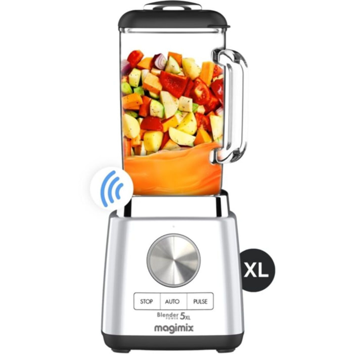 Blender MAGIMIX Power 5 XL Chrome Mat 11643 - Ultra Silencieux - Bol Verre 2L