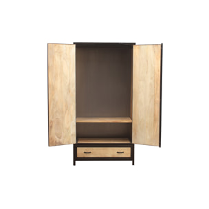 Armoire industrielle en bois massif manguier et métal noir L90 cm INDUSTRIA