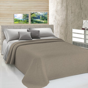 Copriletto copritutto tinto in filo tinta unita caffe