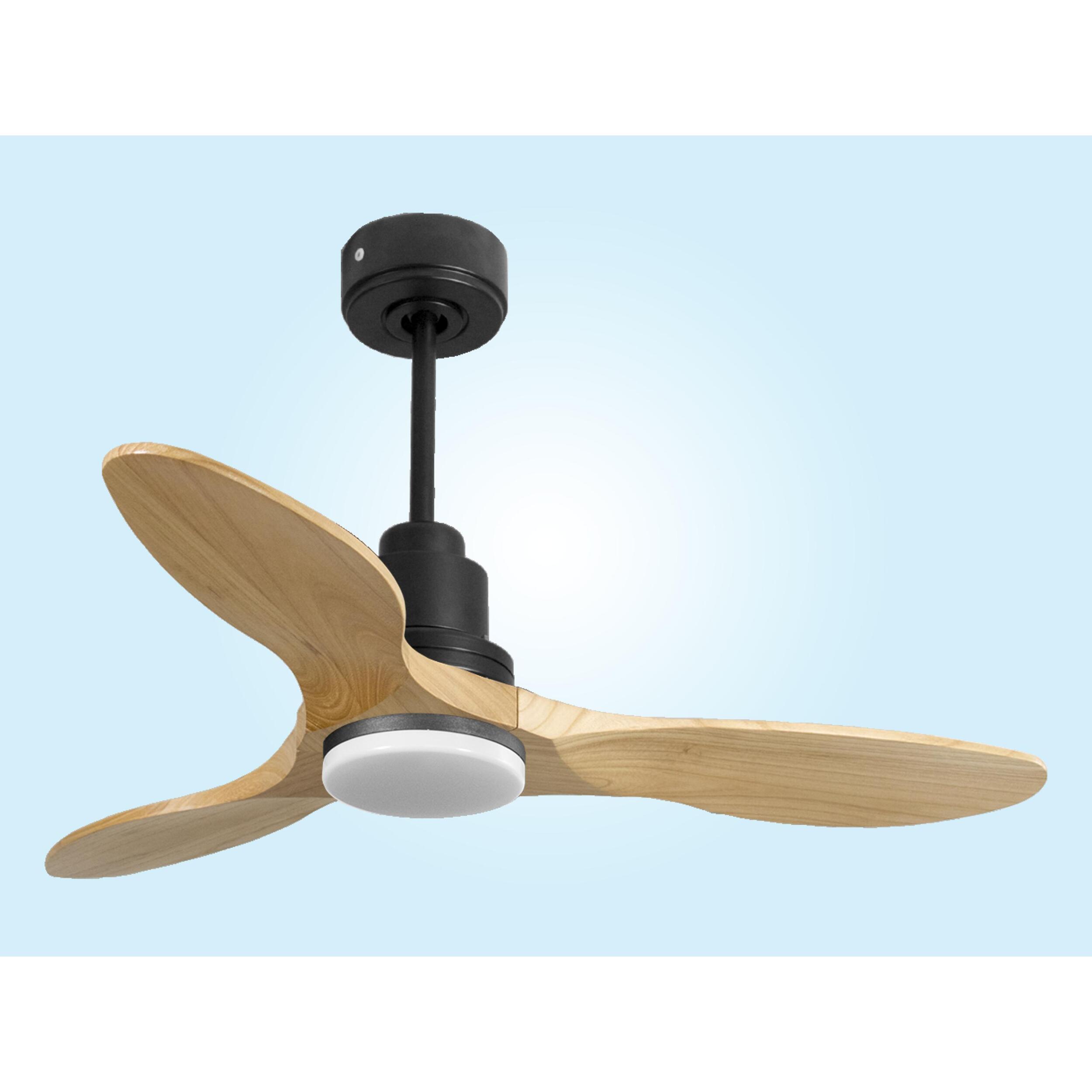 Ventilateur de plafond Réversible  Thermostat Dimmable Wifi Moteur à courant continu Toits en pente Télécommande Lumière à trois tons Hypersilence Mémoire