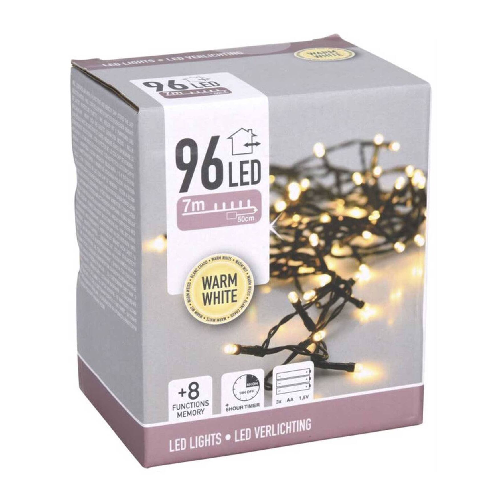 Guirnalda con 96 Luces LED en blanco cálido con controlador de 8 funciones