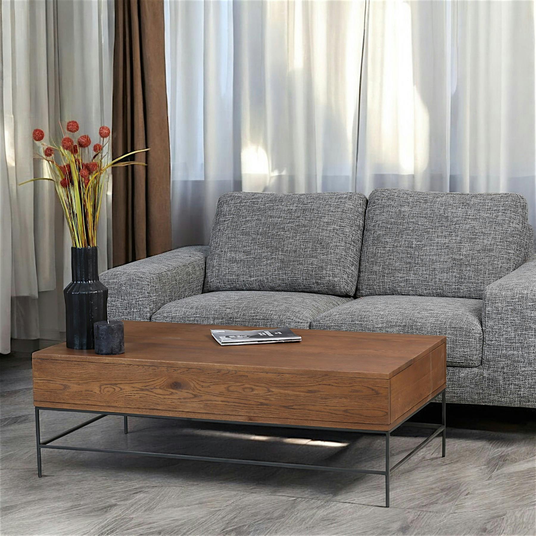 Table basse plateau relevable en chêne OKA
