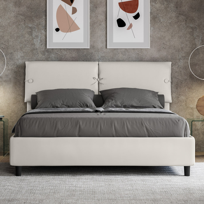 Letto matrimoniale contenitore imbottito 160x200 similpelle bianco Sleeper