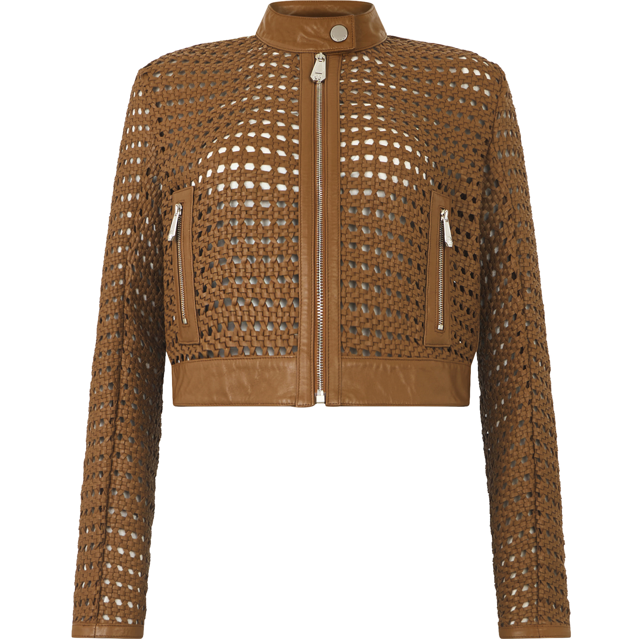 PHILIPP PLEIN Weaved Leather Fitted Jacket
