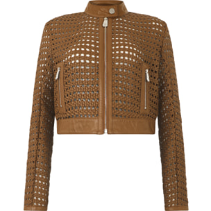 PHILIPP PLEIN Weaved Leather Fitted Jacket