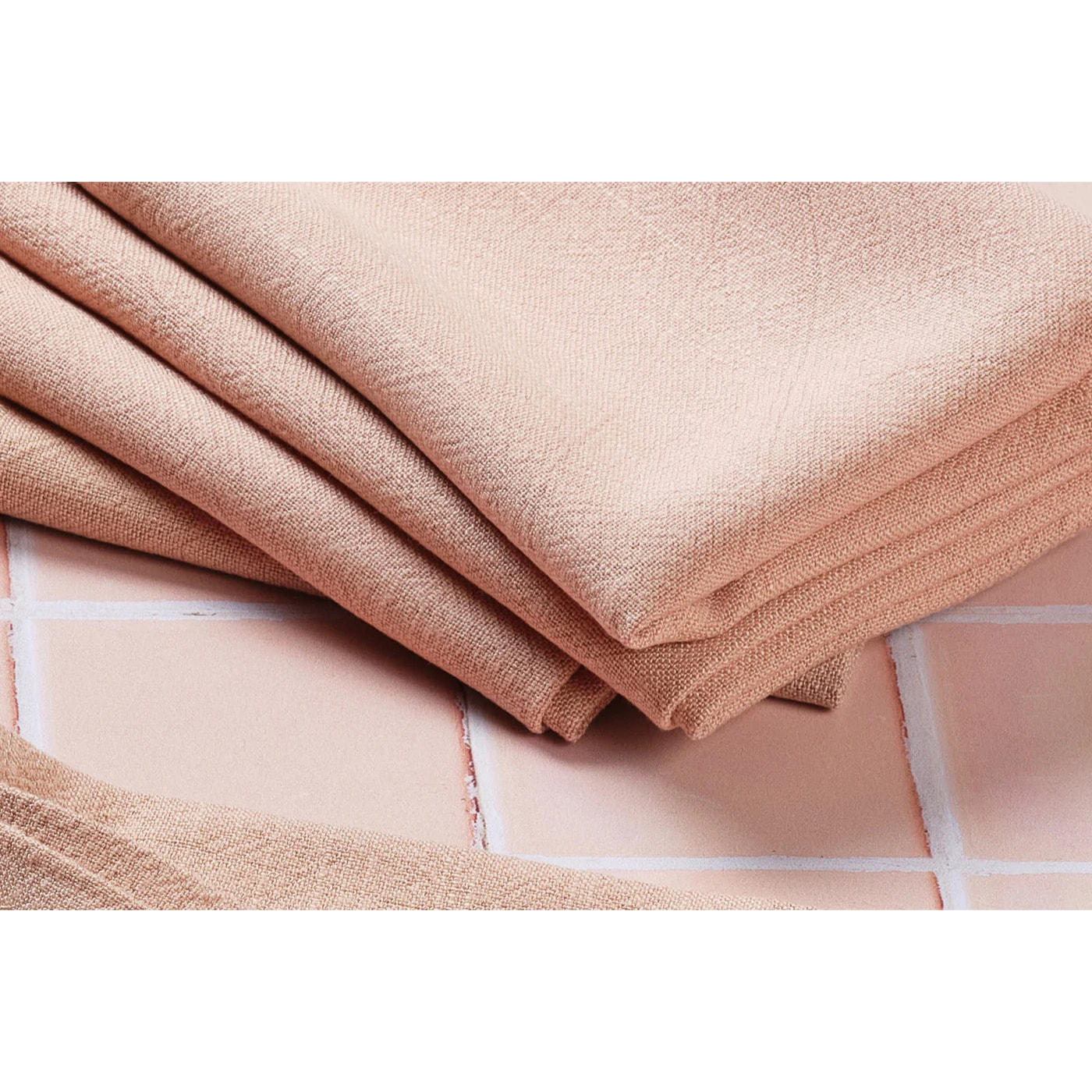 Serviette de table - 6 pièces - Lin et coton rose pâle