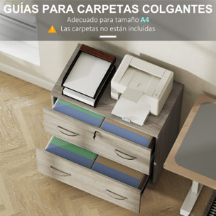 Cajonera de Escritorio con 2 Cajones Cajonera de Oficina con Guías para Carpetas Colgantes para A4 Cerradura y 2 Llaves para Estudio Salón 77x42x72 cm Natural